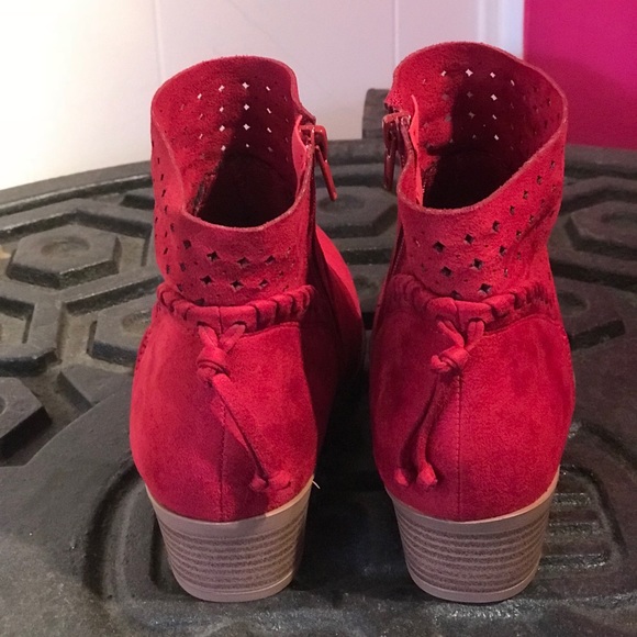 RESTOCKED Soda red perforated western ankle bootie - Picture 5 of 7